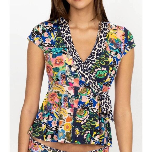 Johnny Was CSW7620 Women's Sz S Multi Layla Floral Wrap Tankini Top - Picture 8 of 9